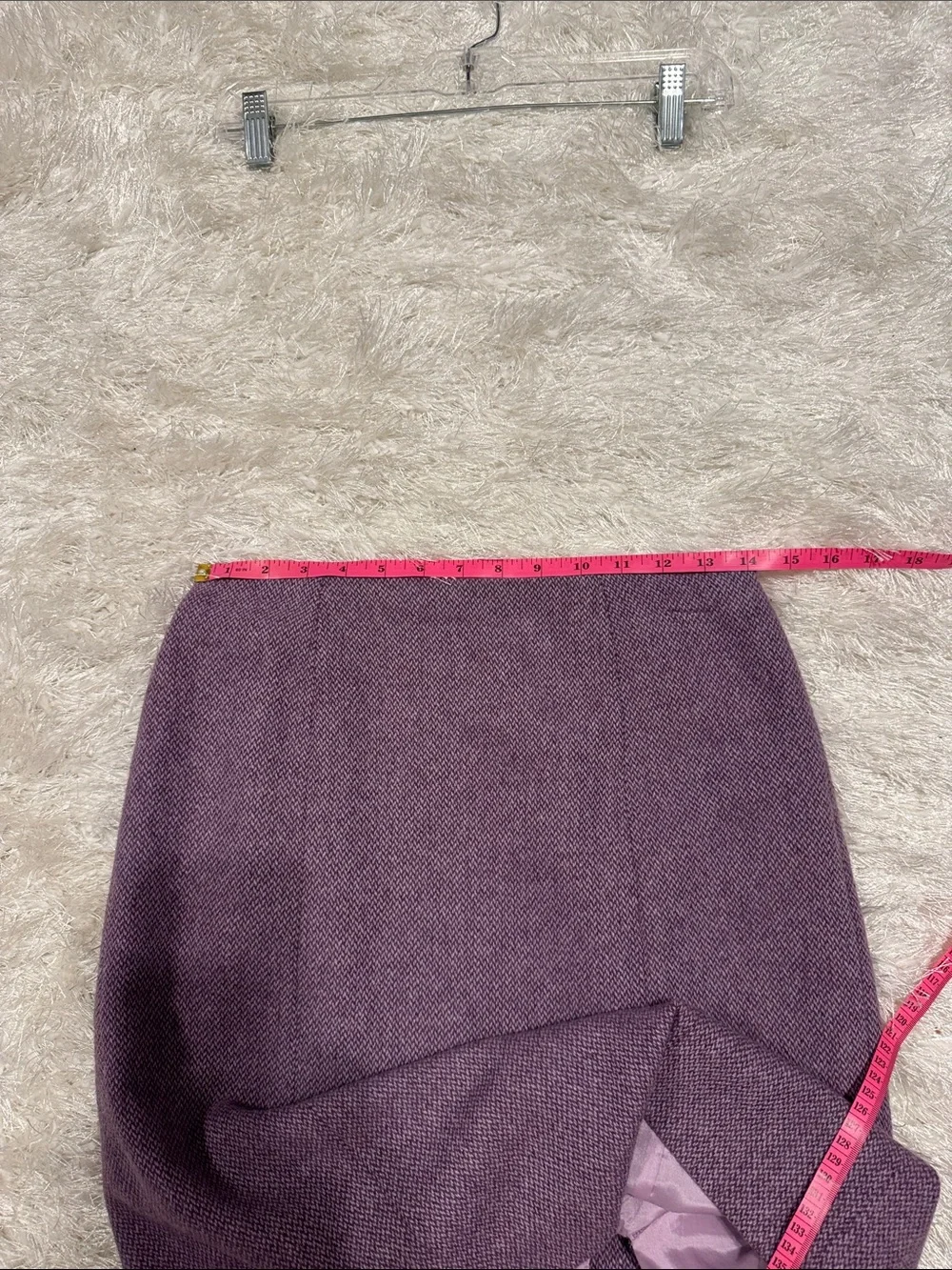 Women's Lavender Textured A-Line Wool Blend Skirt